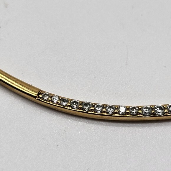 Stella & Dot Gold Tone Rhinestone Crescent Bar Pendant Necklace - Picture 5 of 12